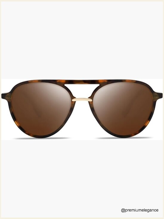 Retro Aviator Polarized Sunglasses Double Bridge UV400 Protection main image 6
